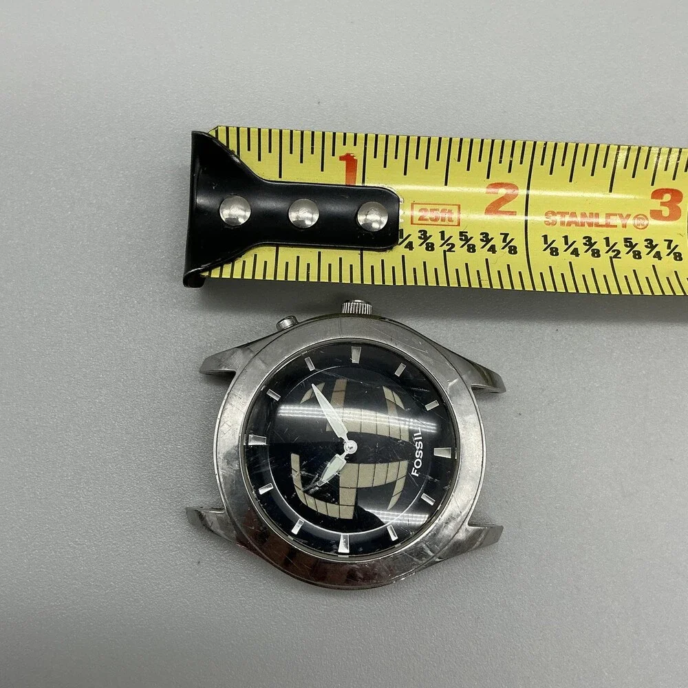 Fossil JR-8522 Mens Watch 40mm Black Dial Stainless For Parts Analog Not Running